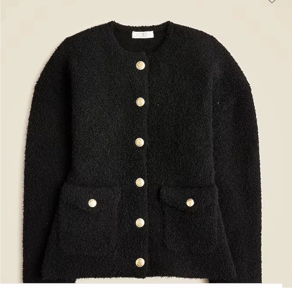 New J CREW Women's Black Cinched-waist Sweater- Jacket Sz Medium